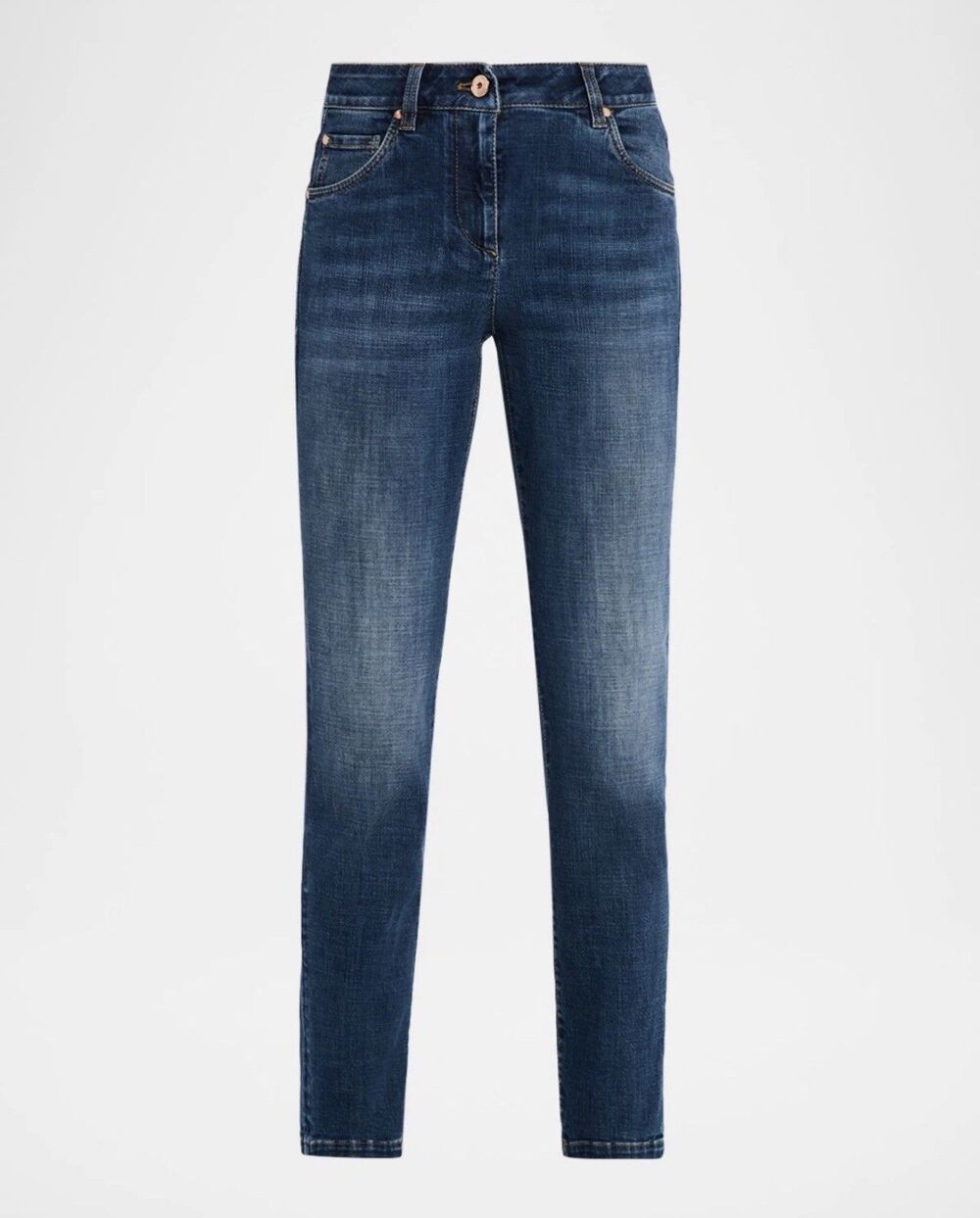 Brunello Cucinelli High Waisted Extra Skinny Jeans Dk Blue Denim Sz 44 US 8 NWOT